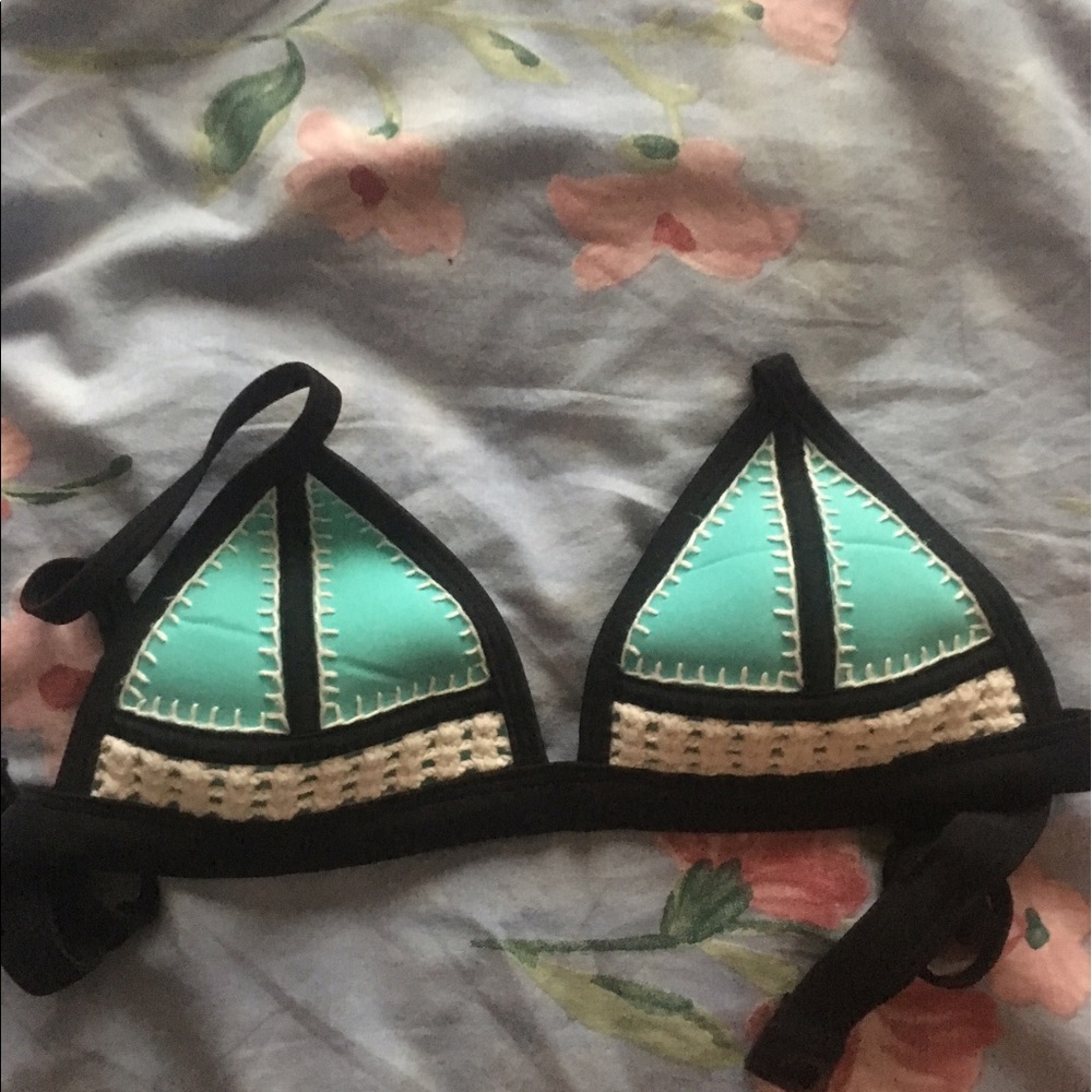 triangl mint/crochet bikini top