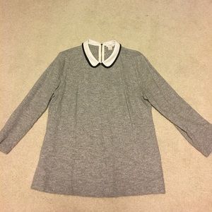 JCrew Gray Sweater with Zipper & Peter Pan Collar
