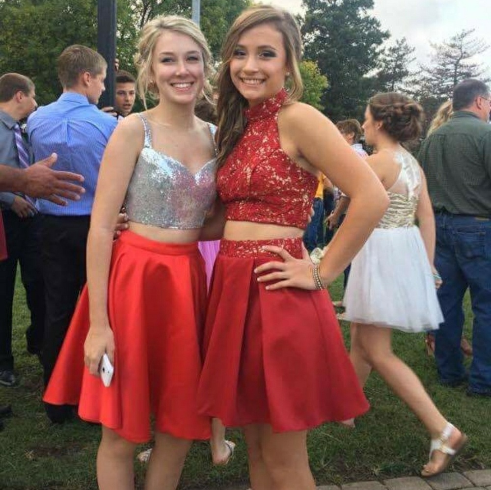 Red sparkly homecoming dress