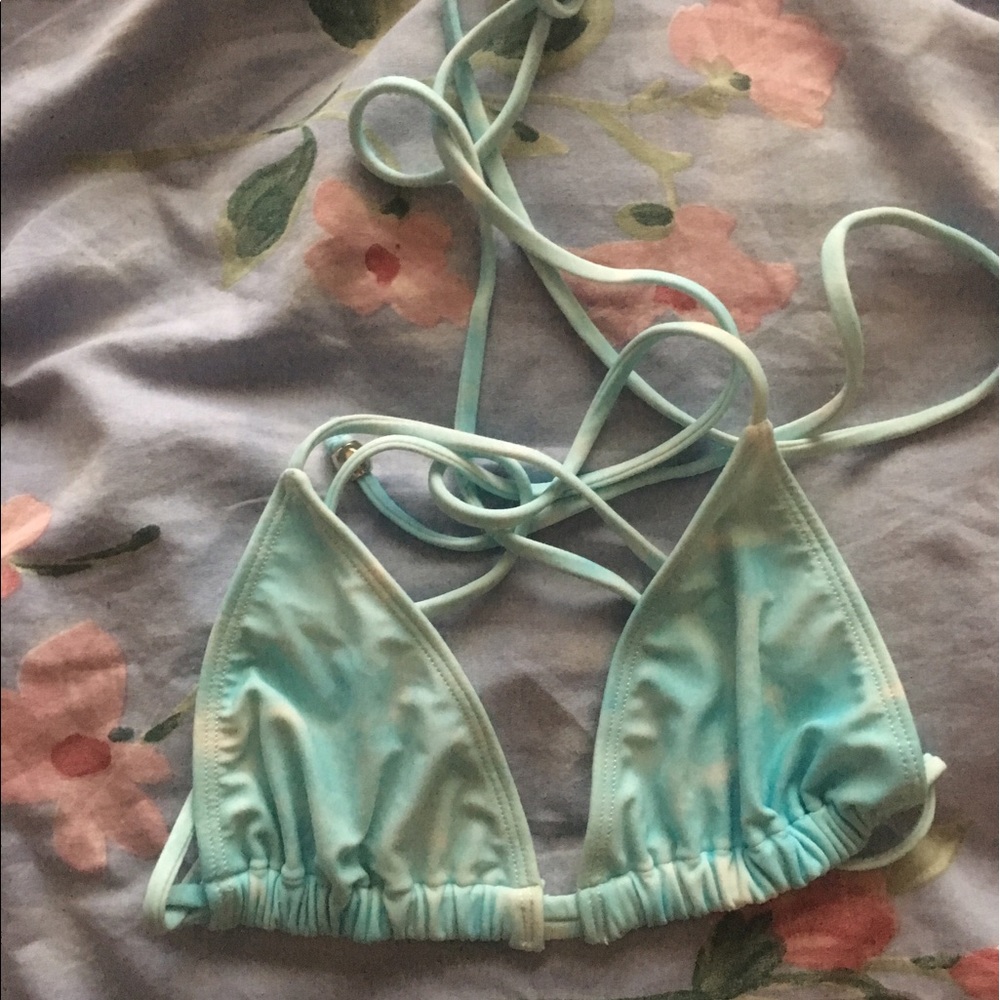 Blue triangle bikini top