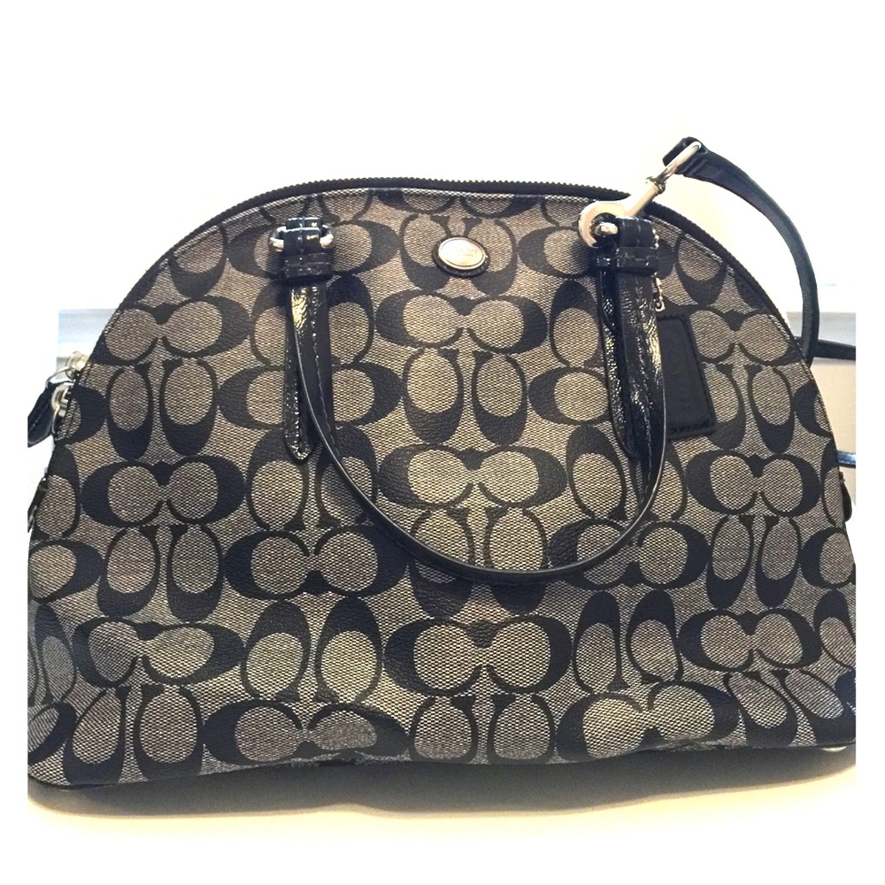 Coach purse - vinyl black and grey