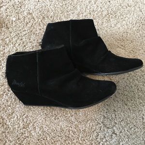 Black mock suede booties