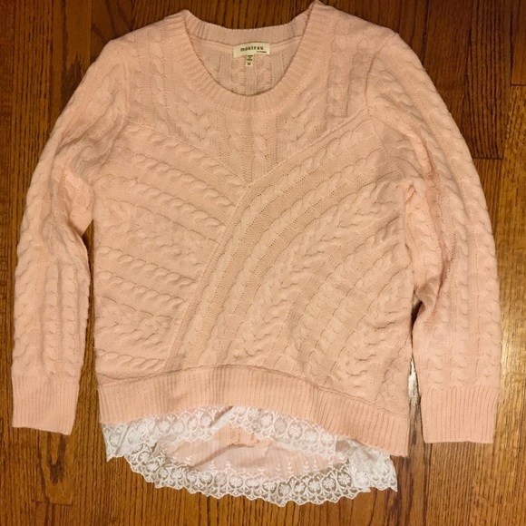 Pink Sweater with Lace Trim (M) - Picture 7 of 7