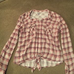 Flannel tie up shirt