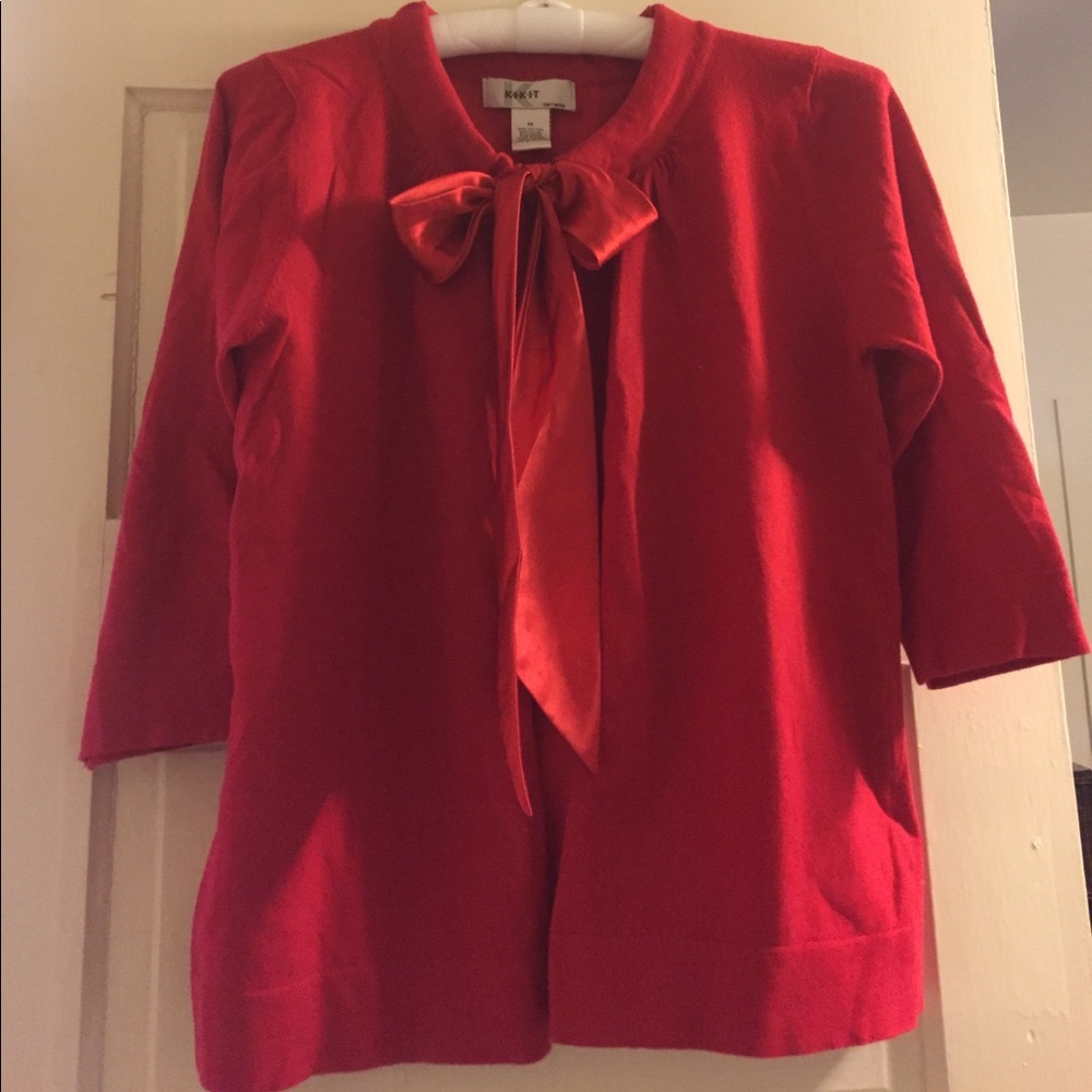 Red cardigan