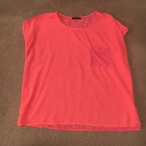 Pink blouse with lace pocket and back