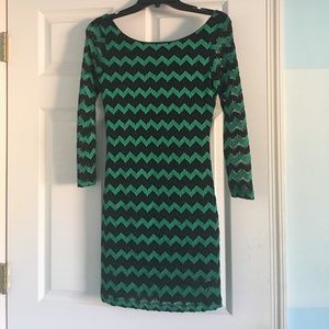 Chevron Sparkly Green and Black Dress