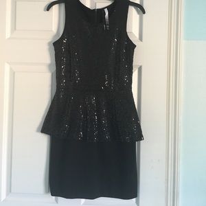 Kensie Black Sequin Peplum Dress
