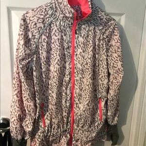 Medium hot pink leopard workout rain jacket