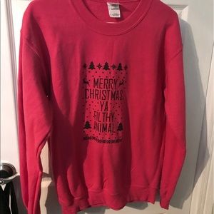 Small hot pink merry xmas filthy animal sweatshirt
