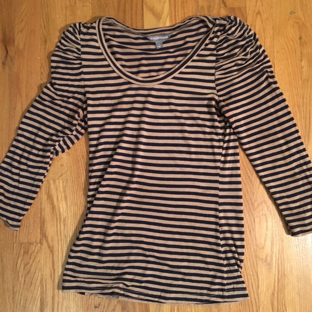 Striped Top with Ruched Shoulders