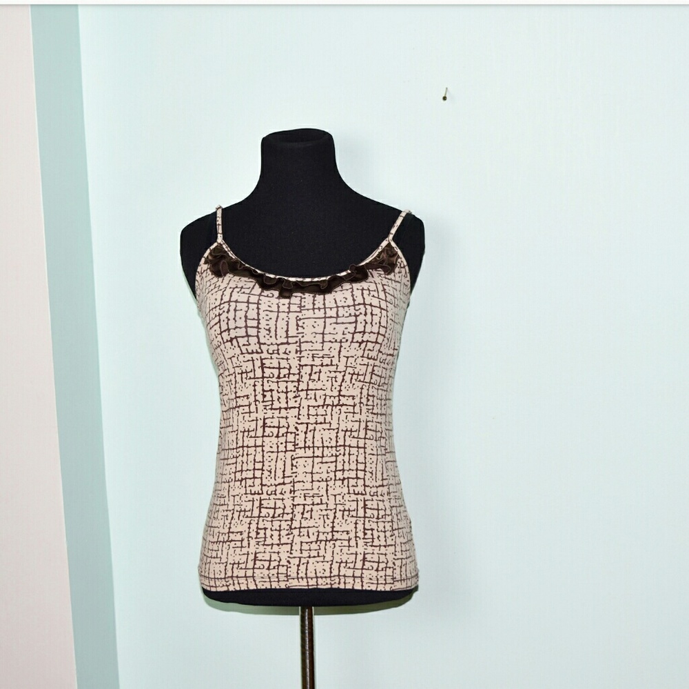Super Cute Tan Ruffle Top - Picture 1 of 2