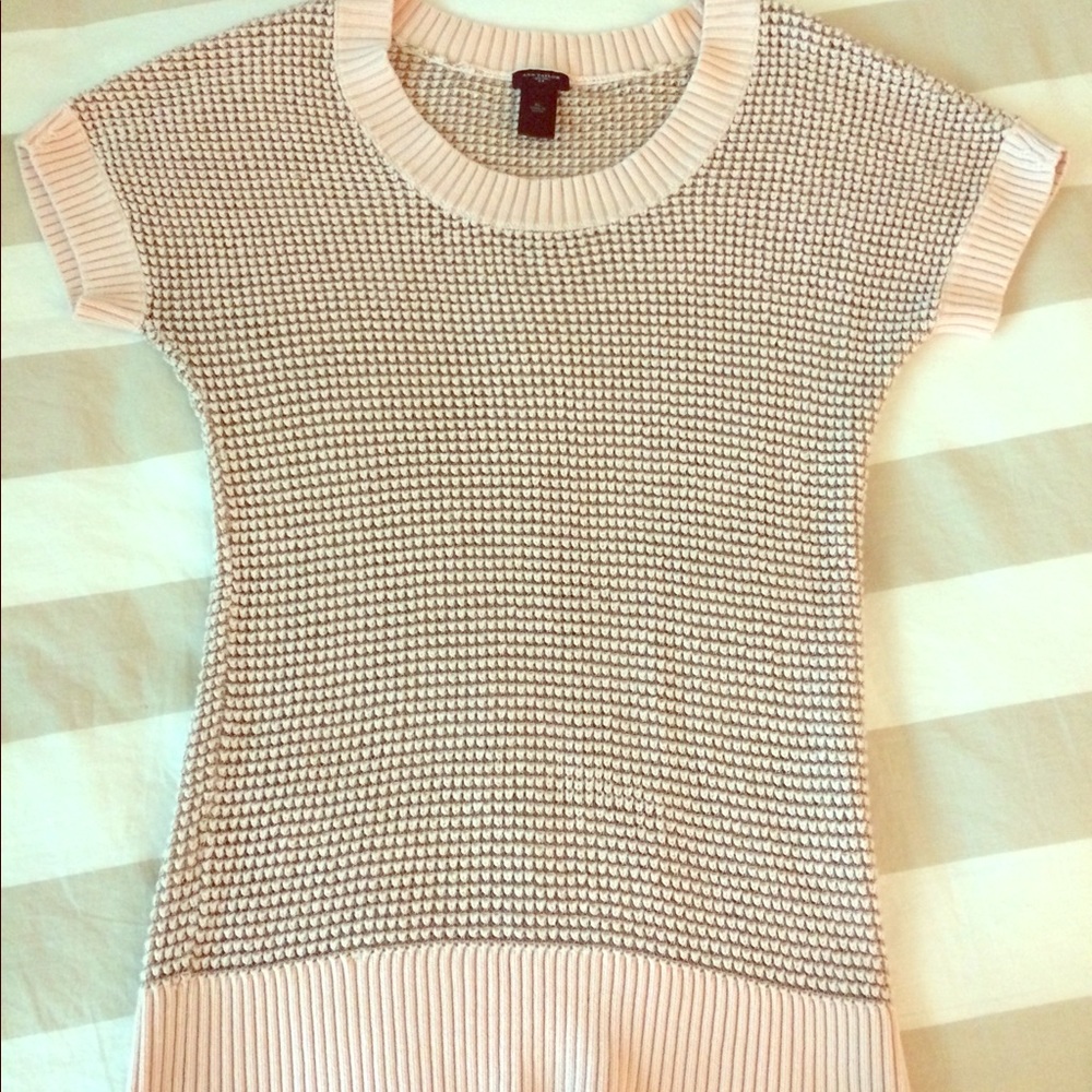 Fitted knit short sleeves long sweater