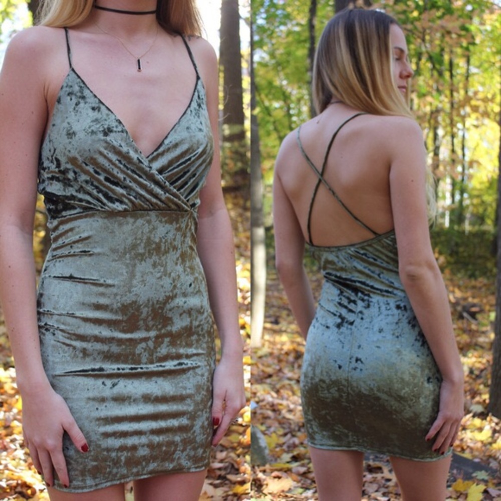 👍sold👍👍Sexy Velvet aqua green dress - Picture 1 of 1