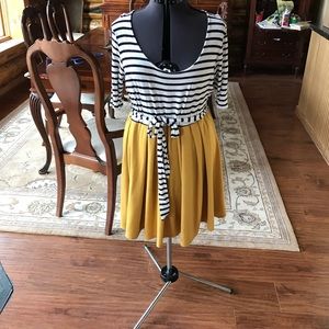Striped top and yellow skirt dress