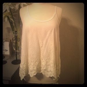 Cream Lacy tank top