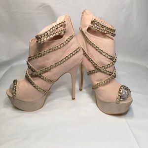 Alba nude suede chain booties size 10