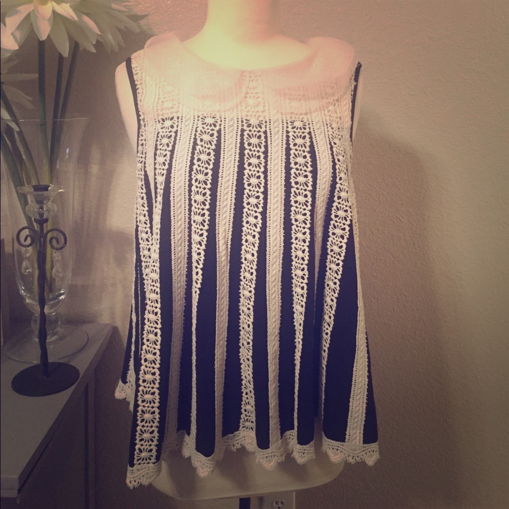 Adorable black and white striped crocheted top