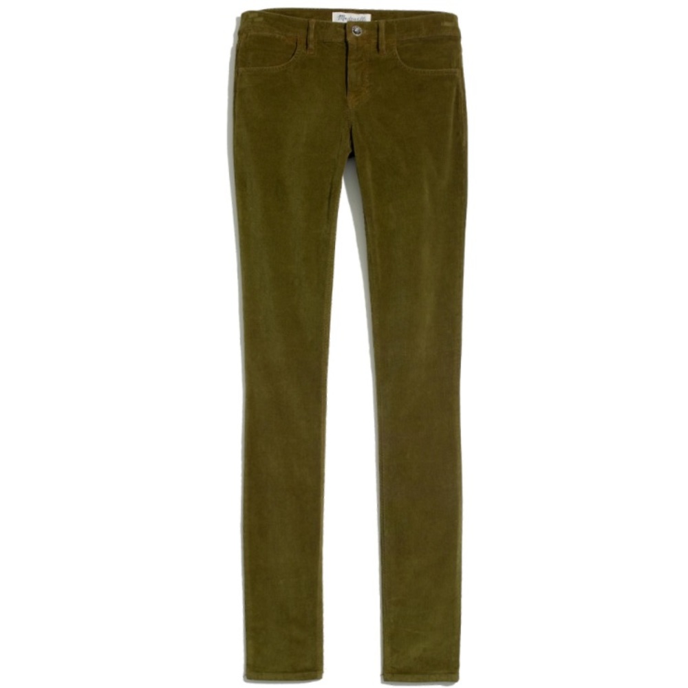 Madewell olive green skinny corduroys