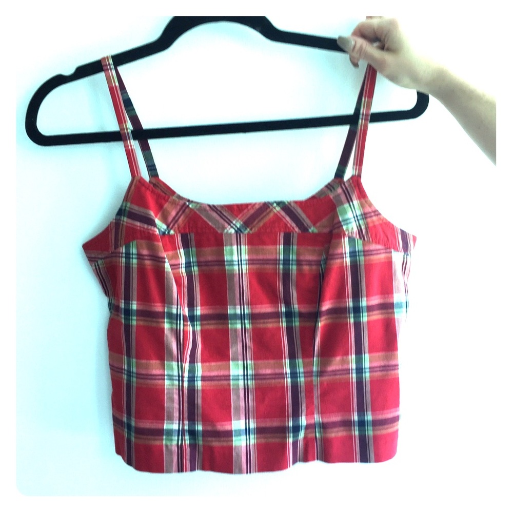 Vintage 90s Red Plaid Crop Top