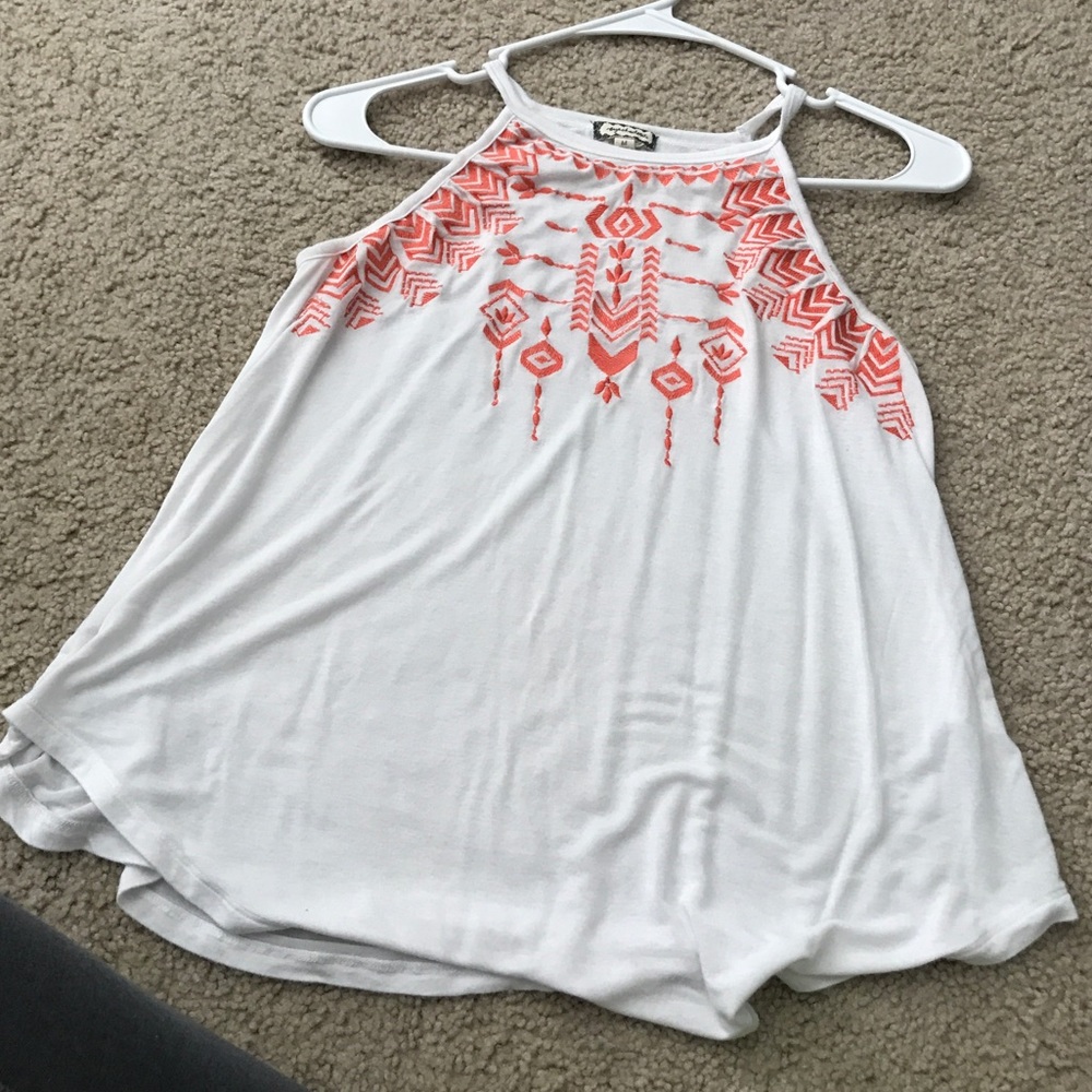 pink and coral tank top