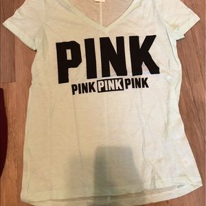 Light blue/teal Pink v neck