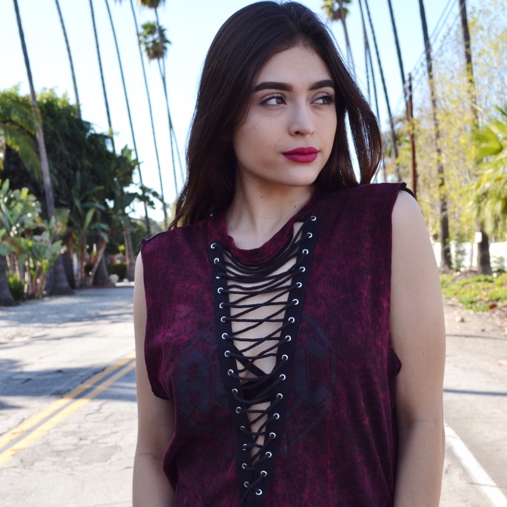 AC/DC LACE UP TANK TOP