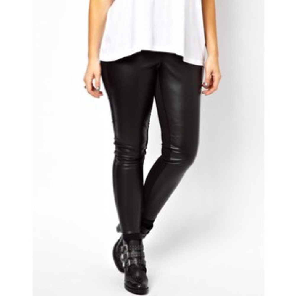 ASOS curve leather look trouser with panels black