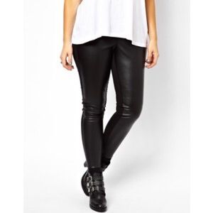 ASOS curve leather look trouser with panels black