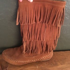 Frayed Mid-Calf Boots