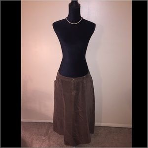 EDDIE BAUER Chocolate Brown Corduroy Skirt Sz: 12