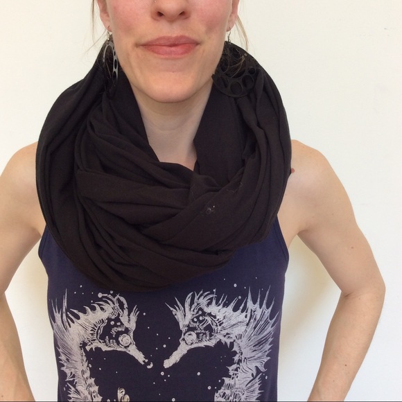 Handmade Black Cotton Infinity Circle Scarf Head Wrap Costume Dust Mask Spring - Picture 4 of 4