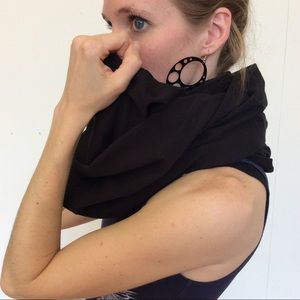 Handmade Black Cotton Infinity Circle Scarf Head Wrap Costume Dust Mask Spring