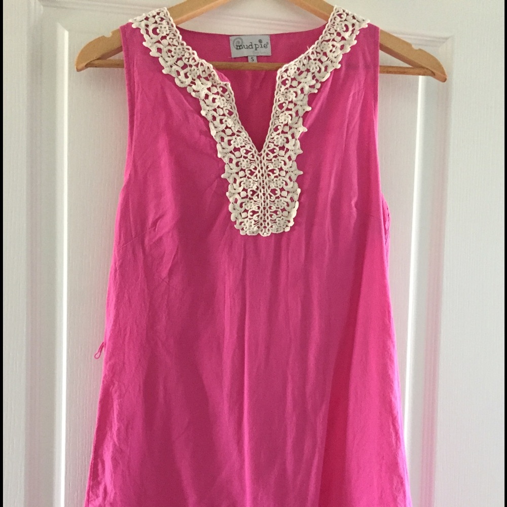 Mud Pie Crochet Trim Dress size SMALL