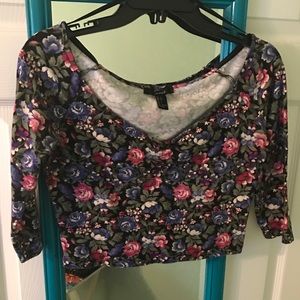 Forever 21 Floral Ruched Crop Top