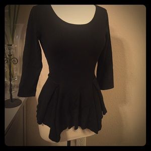 Black dressy 3/4 sleeved peplum sweater