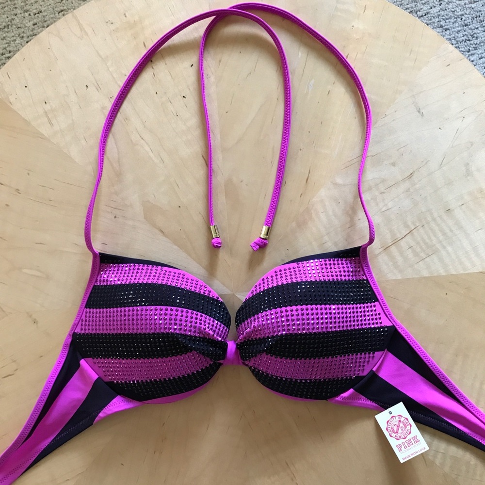 Purple and black stylish bikini top with padding