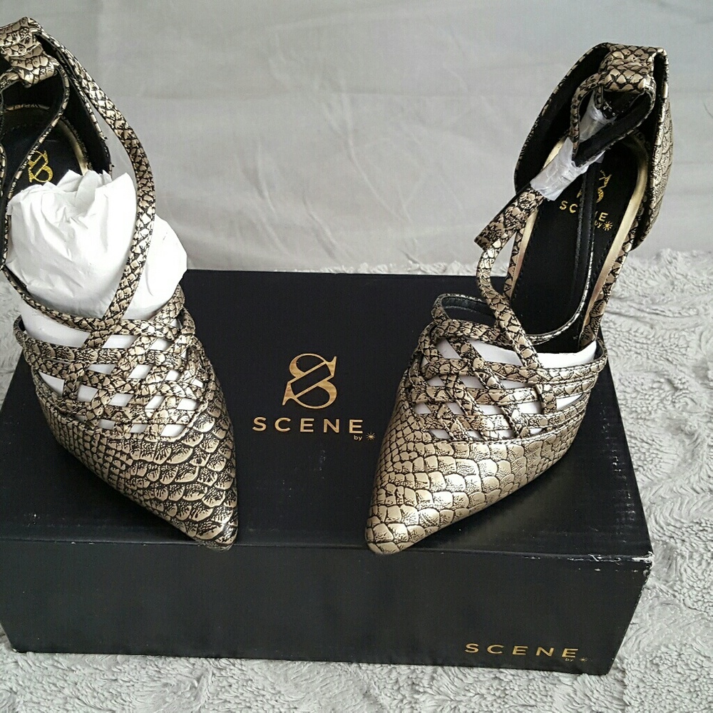 Gold/black heels
