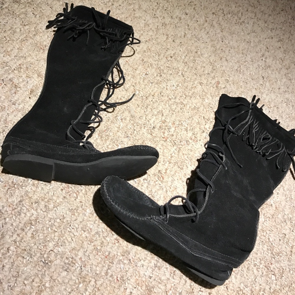 Suede Fringe Boots