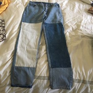 Light wash boyfriend jeans with color patches!!