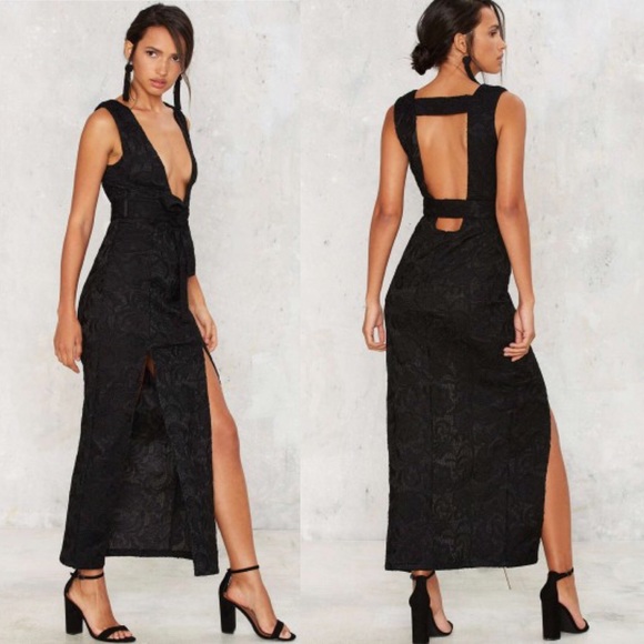 😍 Nasty Gal Nightwalker Side Me Up Maxi Dress - Picture 2 of 5