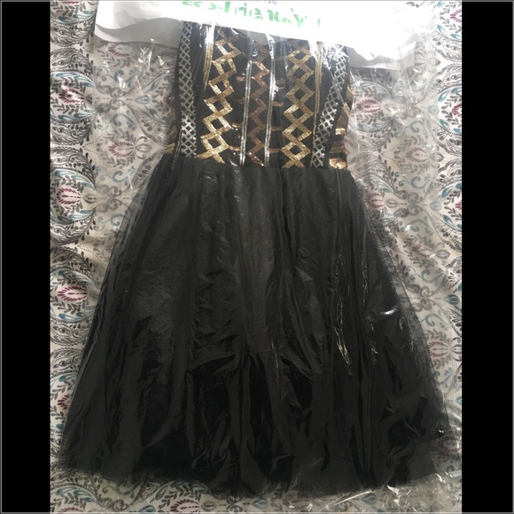 black gold sparkly dress GOLD SEQUIN FULL A LINED SKIRT DRESS main image 1