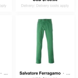 Green Salvatore Ferragamo men's pants