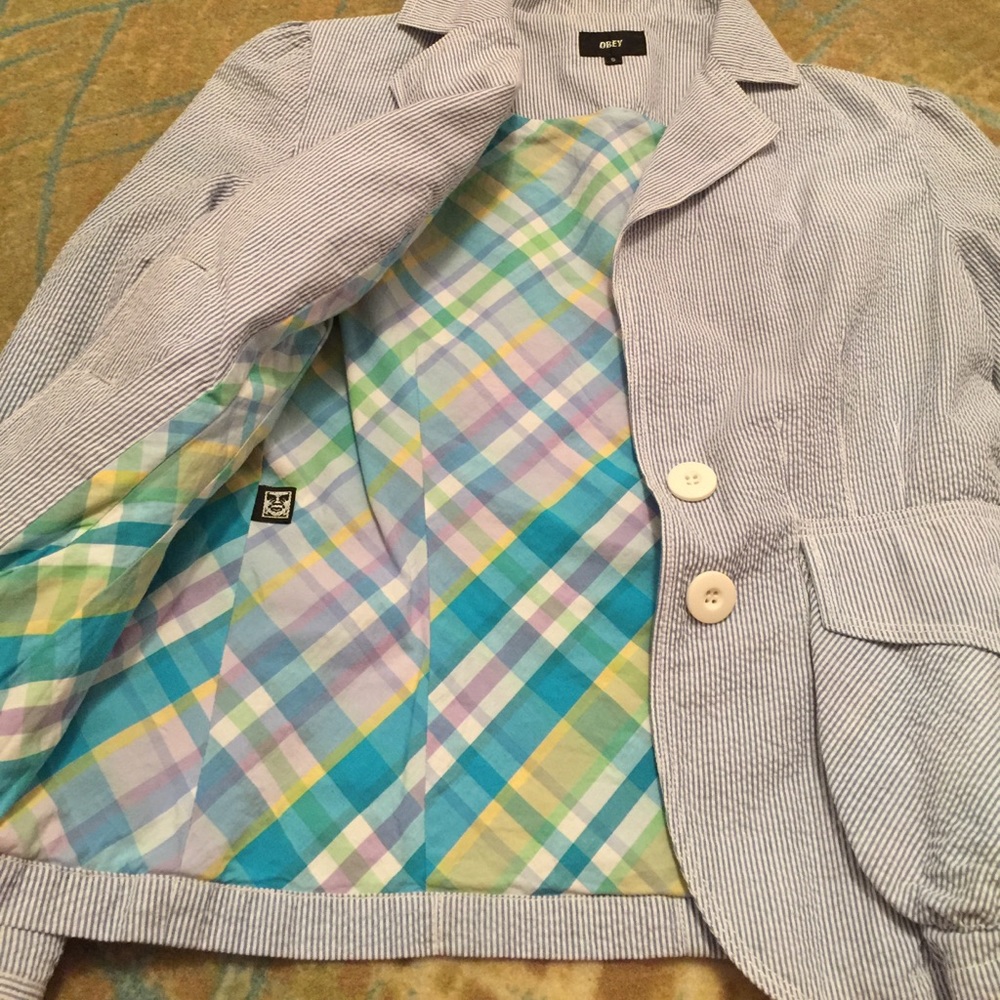 Blue and white spring blazer