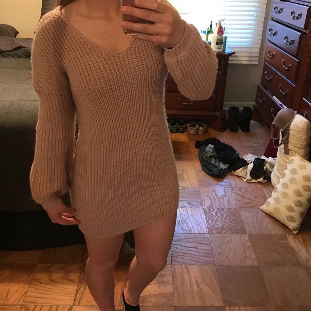 Pink Long sleeve sweater dress