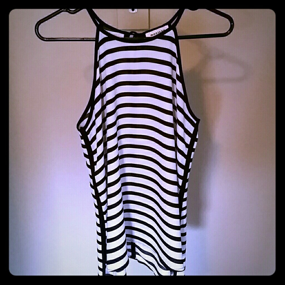 Never worn! Black, white stripe top