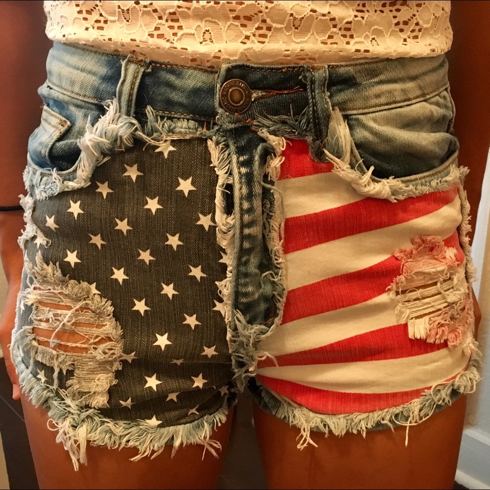 American Flag Jean Shorts with Top