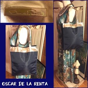 SOLD🎊🎉NWOT-OSCAR DE LA RENTA NAVY/GOLD NYLON TOTE