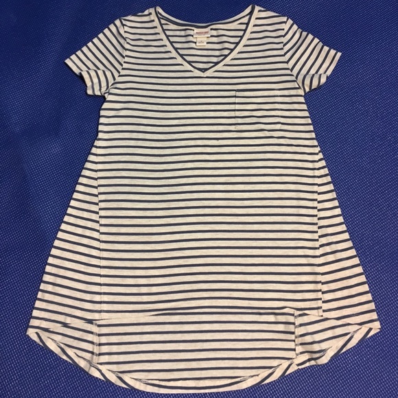 Blue and cream short sleeve Hi-lo - Picture 2 of 3