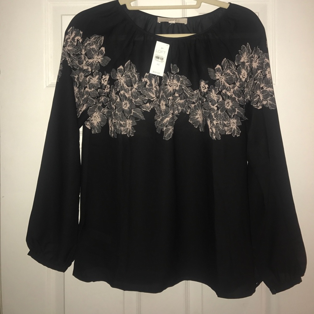 New loft black and floral dress shirt
